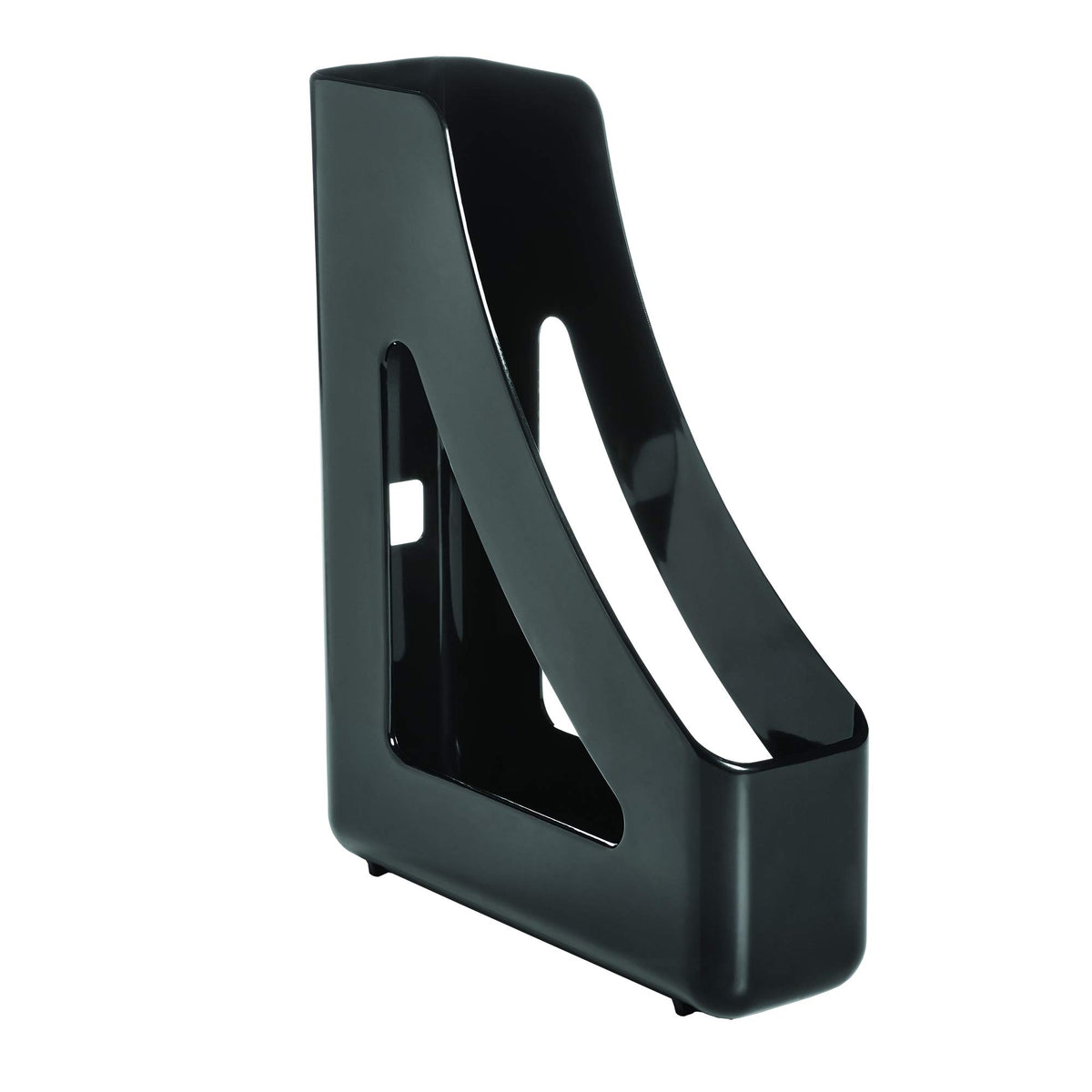 Deflecto Corporate Magazine File with SteriTouch Protection, Black Polystyrene Plastic, 12.2 H x 9.65 L x 3.15 W