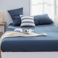 Lifetown 100% Jersey Knit Cotton Sheet, Extra Deep Pocket Sheet, 1 Fitted Sheet With 2 Pillowcases, Wrinkle-Free Ultra Soft (Nav