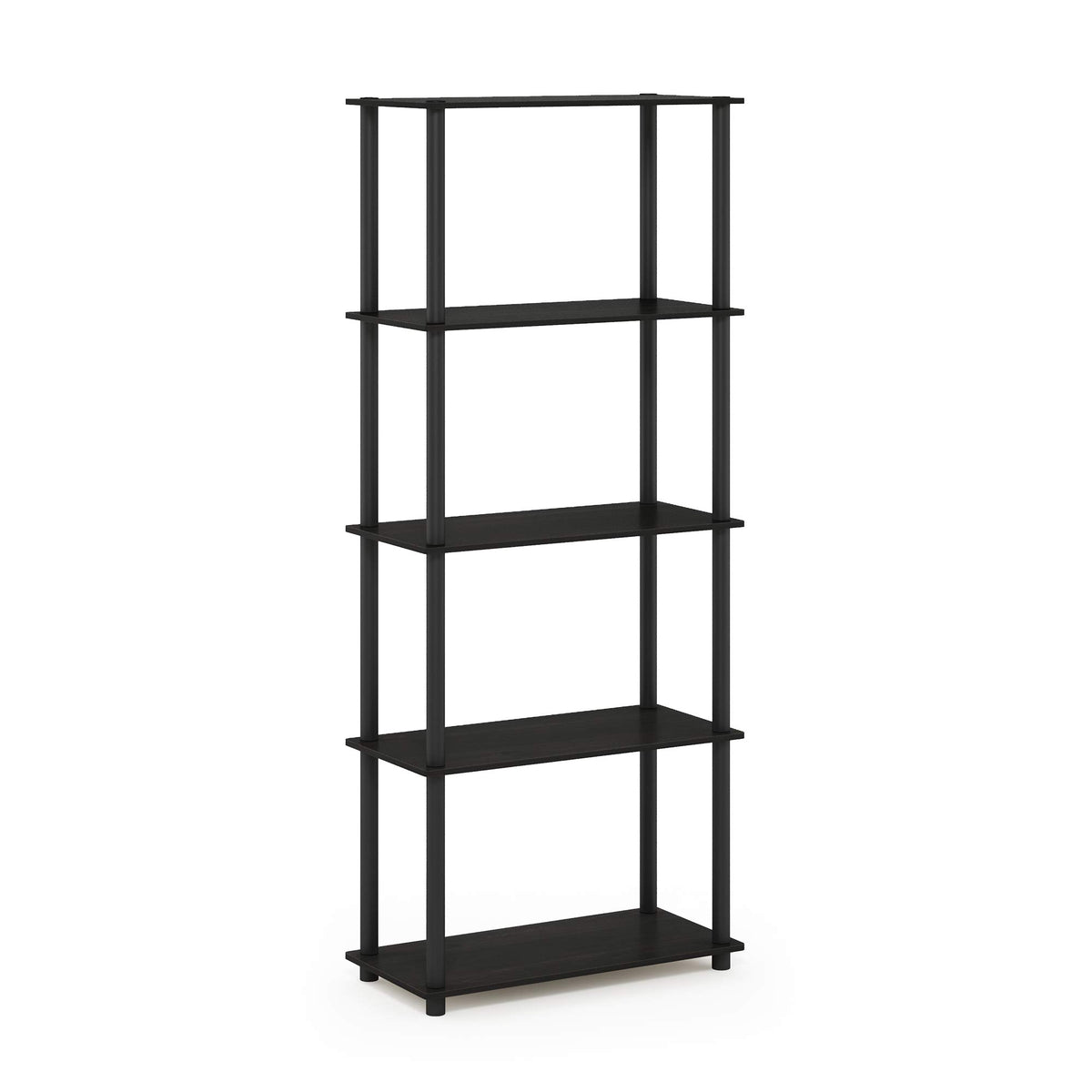 Furinno Turn-N-Tube 5-Tier Multipurpose Shelf / Display Rack / Storage Shelf / Bookshelf, Round Tubes, Espresso/Black