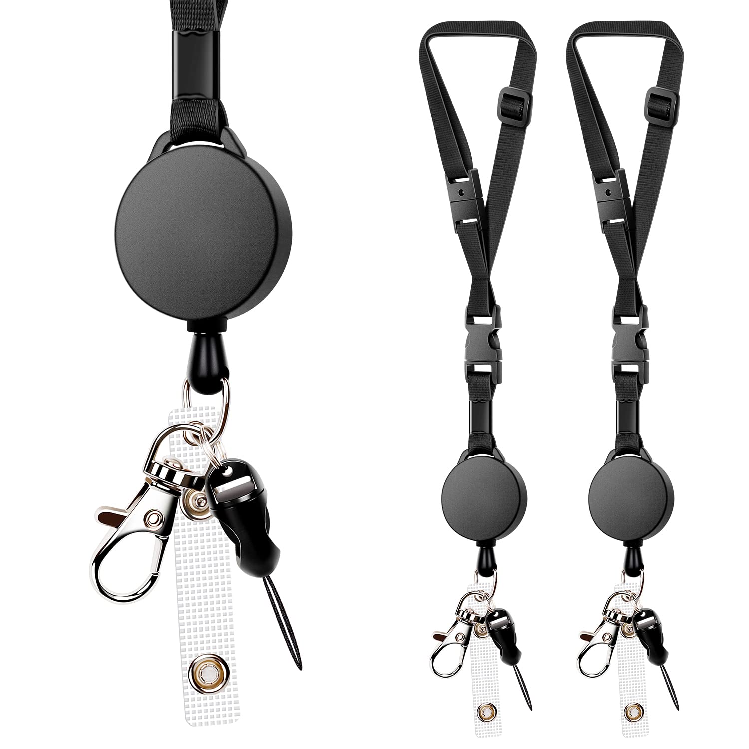 Upugo 2 Pack Adjustable Retractable Lanyards, Quick Release Buckle And Safety Breakaway Lanyards With Swivel Metal Lobster Clasp