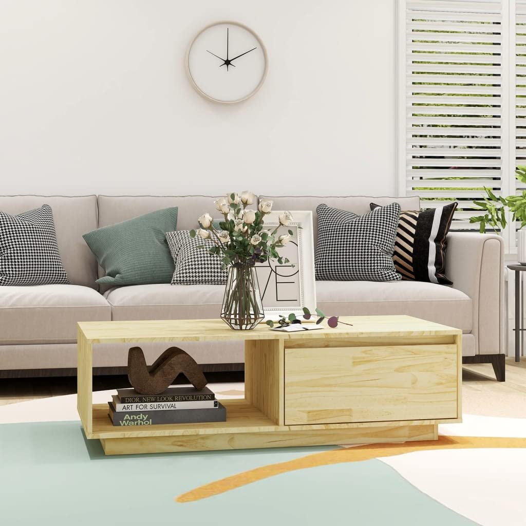 vidaXL Coffee Table 43.3"x19.7"x13.2" Solid Pinewood