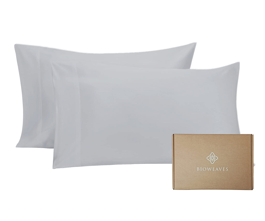 Bioweaves 100% Organic Cotton Pillow Cases 300 Thread Count Soft Sateen Weave Gots Certified - Standard/Queen Size, Set Of 2, Gl
