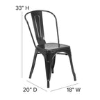 Flash Furniture Perry Indoor/Outdoor Commercial Stackable Chair With Polystyrene Seat - Black Metal Frame - Black Poly Resin Seat - Rounded Seat Edges For Comfort