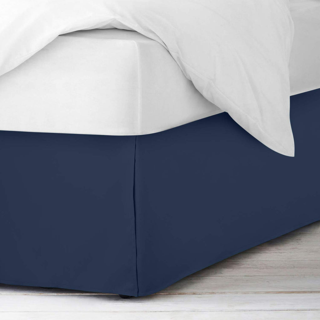 Nestl Navy Blue Twin Bed Skirt - Twin Size Bed Skirt 14 Inch Drop - Brushed Microfiber Bed Skirts - Hotel Quality Pleated Bed Skirt - Shrinkage & Fade Resistant