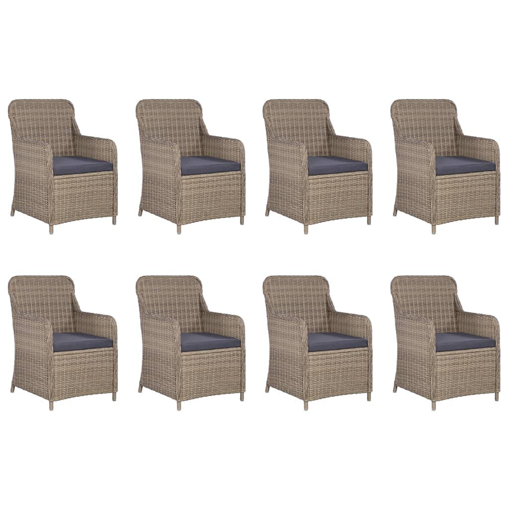 vidaXL Patio Dining Set 11 Piece Outdoor Garden Terrace Yard Patio Table and Chair Seating Seat Dining Set Furniture Poly Rattan Brown