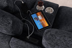 Lilola Home Celine Beige Chenille Fabric Corner Sectional Sofa with Right-Facing Chaise, Cupholders, and Charging Ports