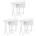 Pj Wood Conventional Solid And Sturdy Wood Construction Portable Folding Tv Snack Tray Table Desk Serving Stand, White (6-Piece Set)