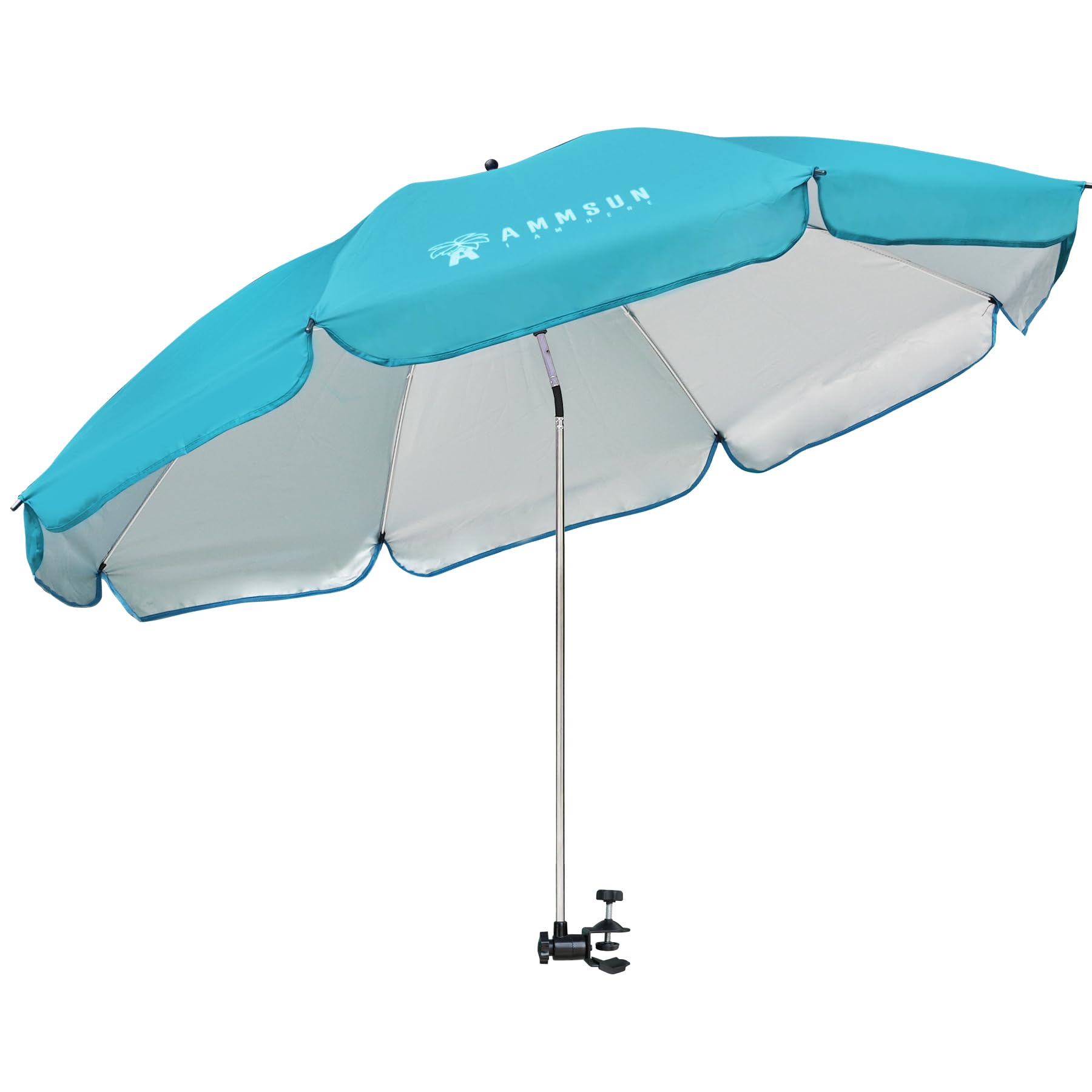 AMMSUN XL Chair Umbrella with Universal Clamp 52 inches and 360-degree Swivel UPF 50+, Portable Clamp on Camping or Beach Chair,
