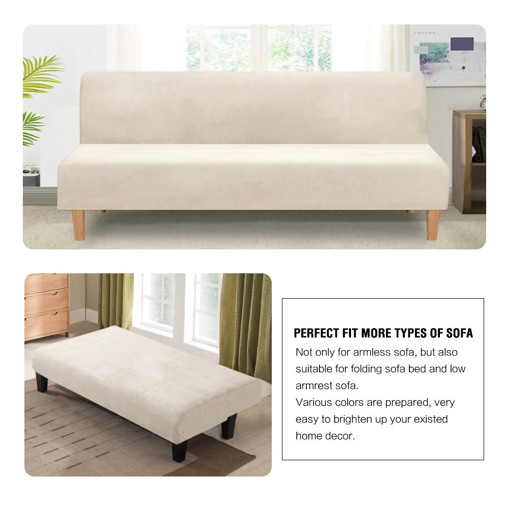 H.Versailtex Real Velvet Futon Cover Armless Sofa Covers Sofa Bed Covers Stretch Futon Couch Cover Sofa Slipcover Furniture Prot