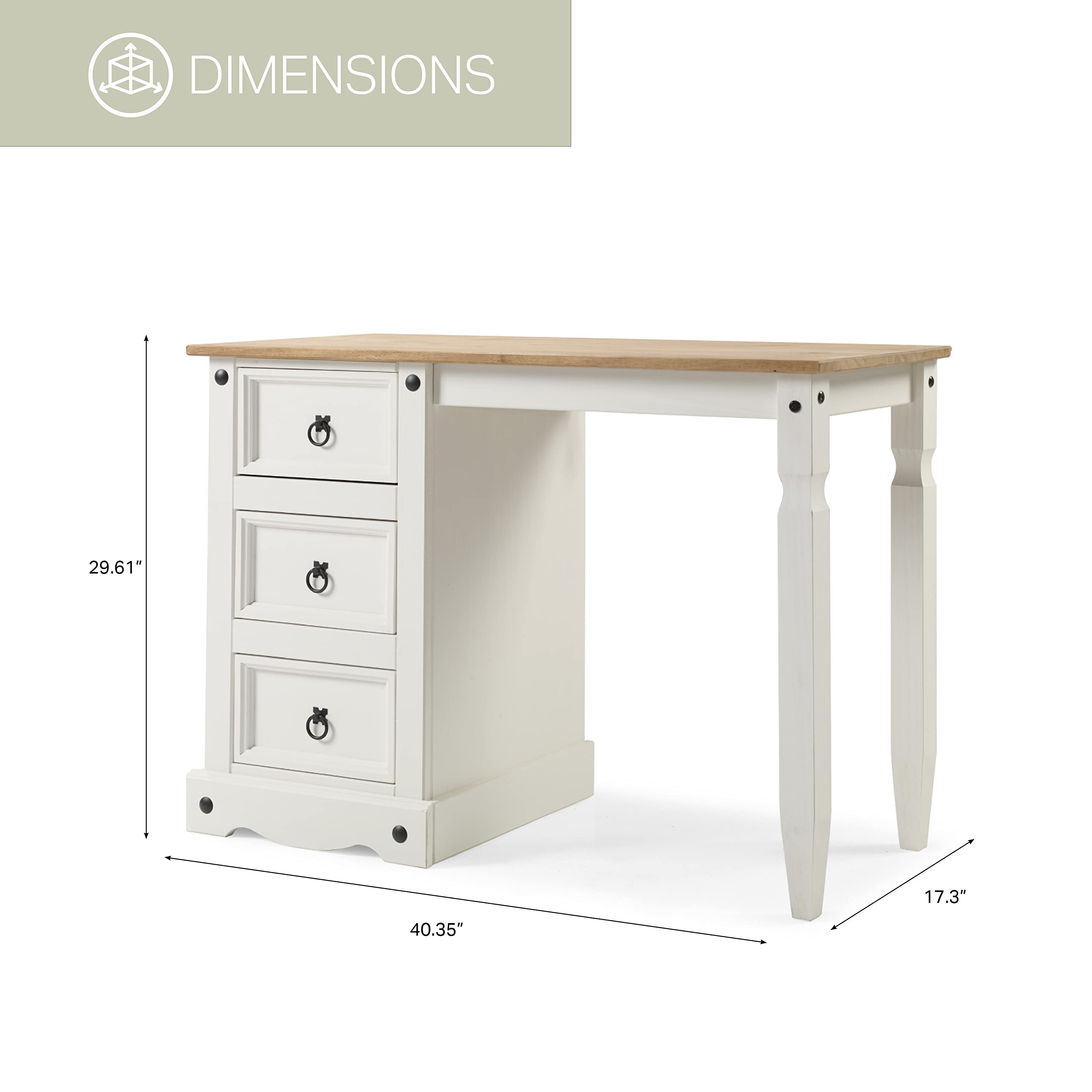 American Furniture Classics Cottage Series Wood Vanity/Desk, Corona Snow