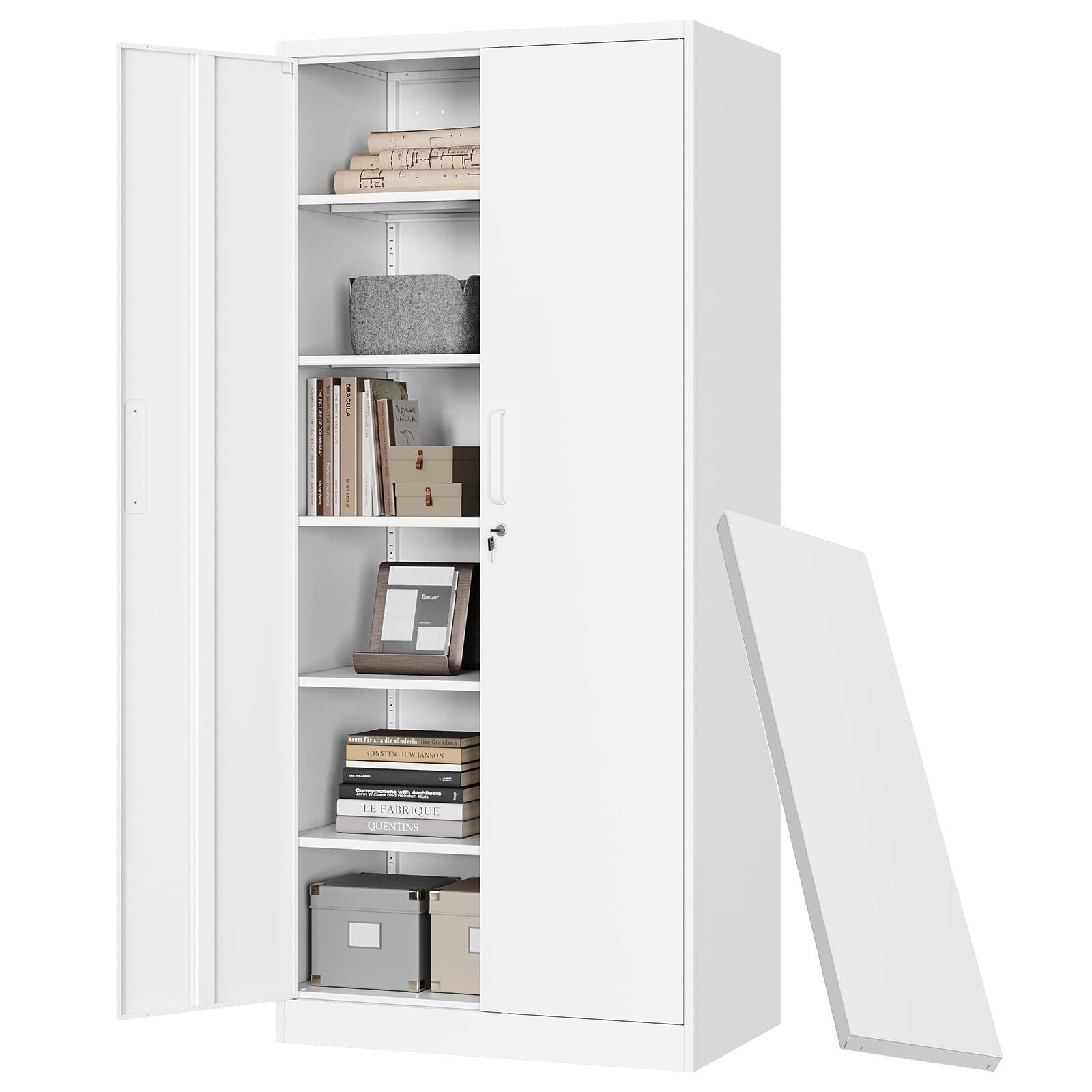 Letaya Metal Storage Cabinet With Lock Door Adjustable Shelf,72' Steel Lockers For Office, Home,School,Kitchen,Garage Tool Util