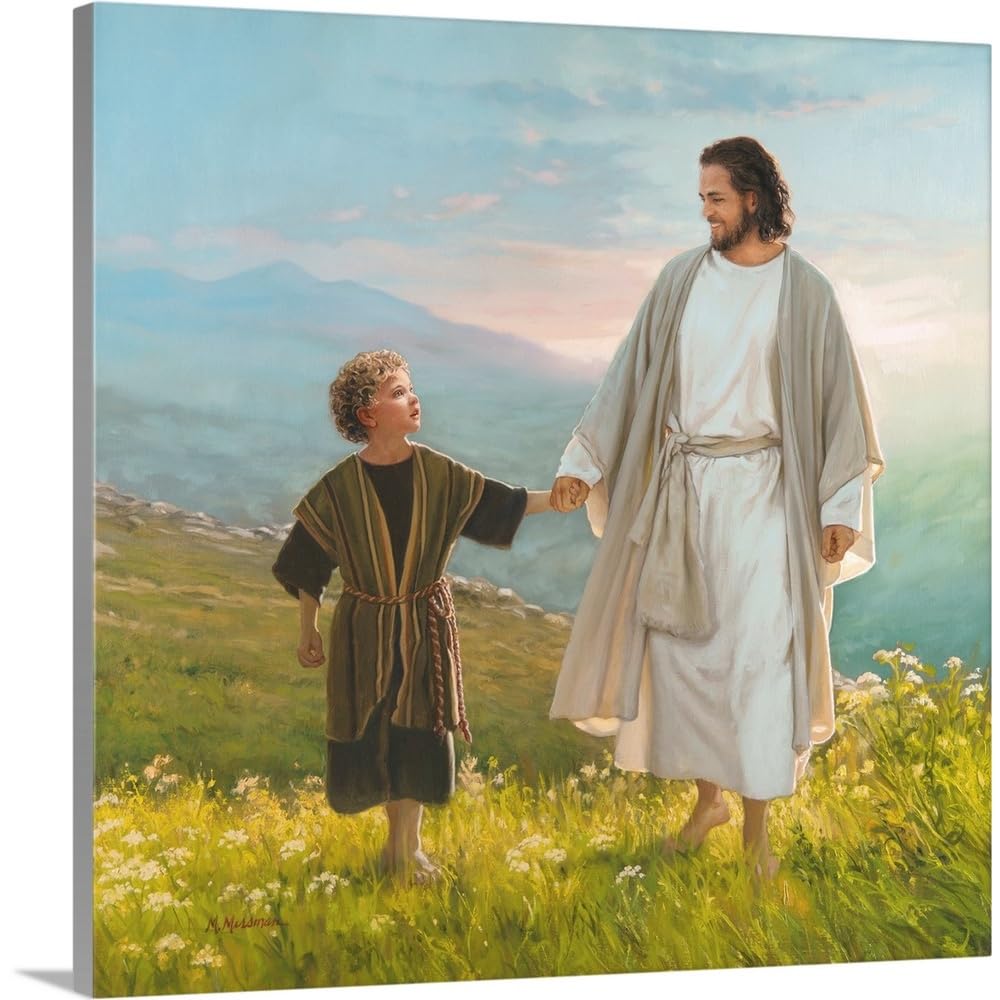 CANVAS ON DEMAND Walk Beside Me Canvas Wall Art Print by Mark Missman, Traditional, Home Decor, Christian, Christianity Artwork,