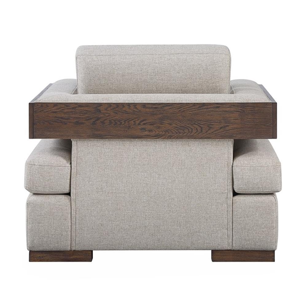 Acme Niamey Chair with 1 Pillow in Fabric & Cherry