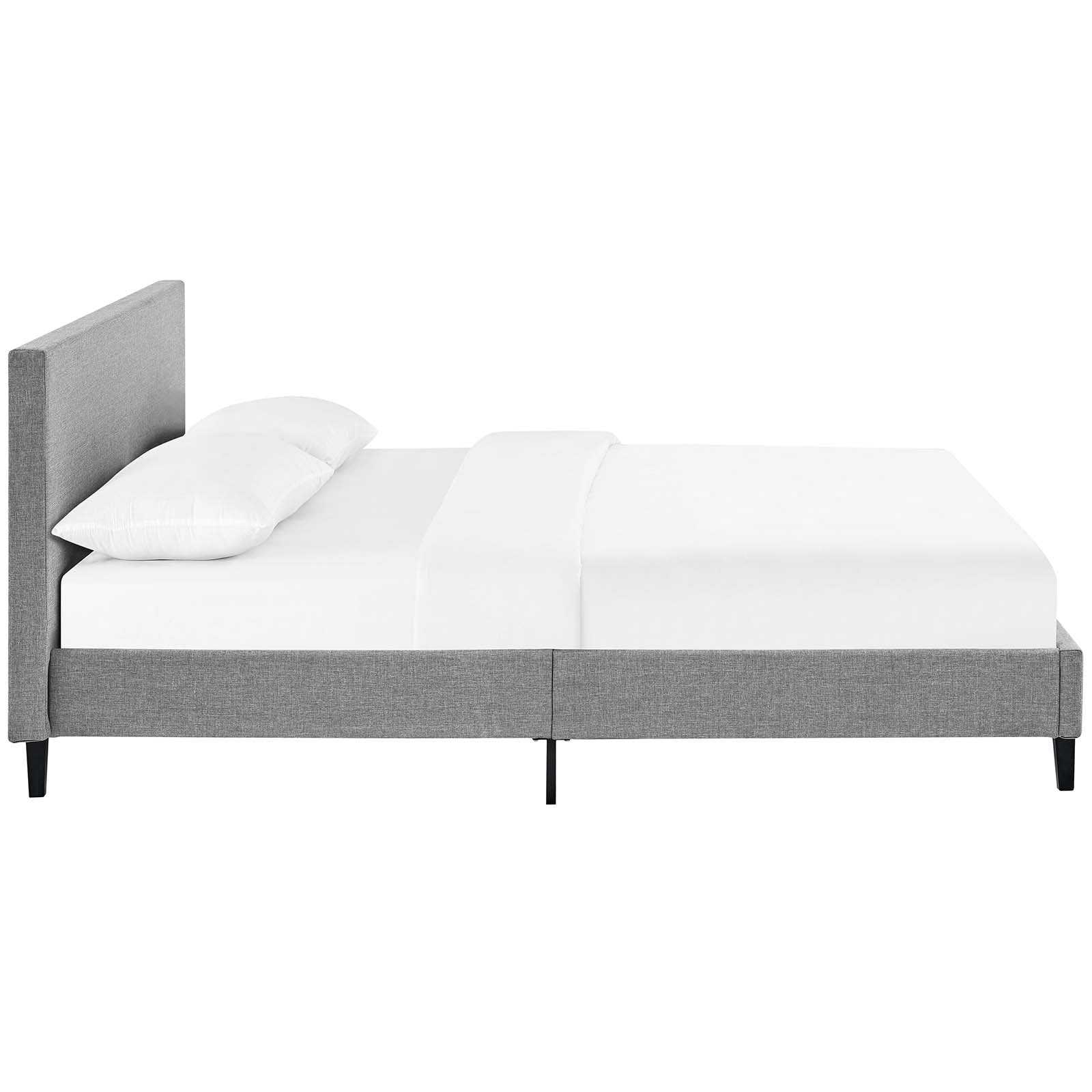 Modway Anya Upholstered Light Gray Full Platform Bed With Wood Slat Support