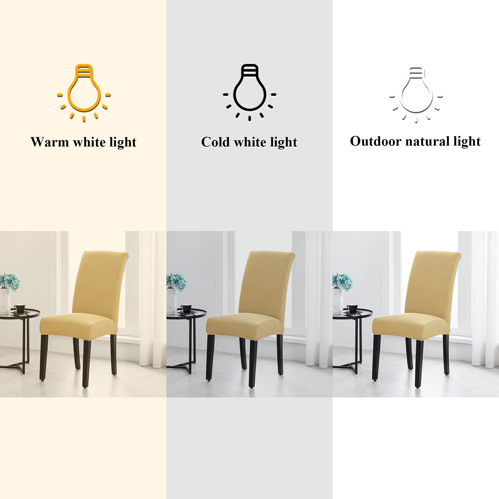 Joccun Chair Covers For Dining Room Set Of 2,Water Repellent Dining Chair Slipcovers Stretch Dining Room Chair Covers Seat Protector,Washable Parsons Chair Cover For Home,Hotel(Parmesan,2 Pack)