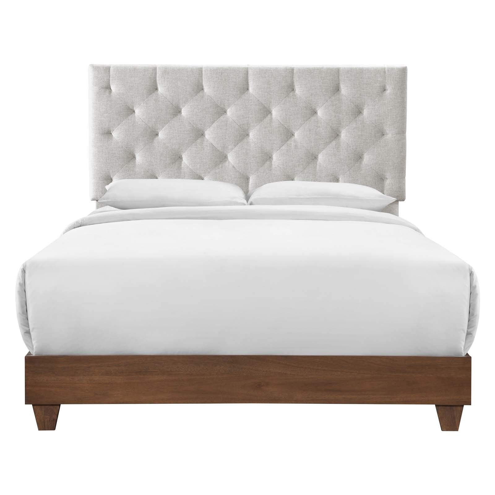 Rhiannon Diamond Tufted Upholstered Fabric Queen Bed - Thumbnail 3
