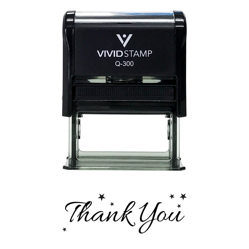 Thank You W/Stars Self Inking Rubber Stamp (Black Ink) - Large