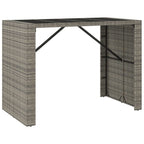 vidaXL Modern Patio Bar Table - Weather-Resistant Gray Poly Rattan with Glass Top - Perfect for Garden, Outdoors, Poolside, 57.1"x31.5"x43.3"