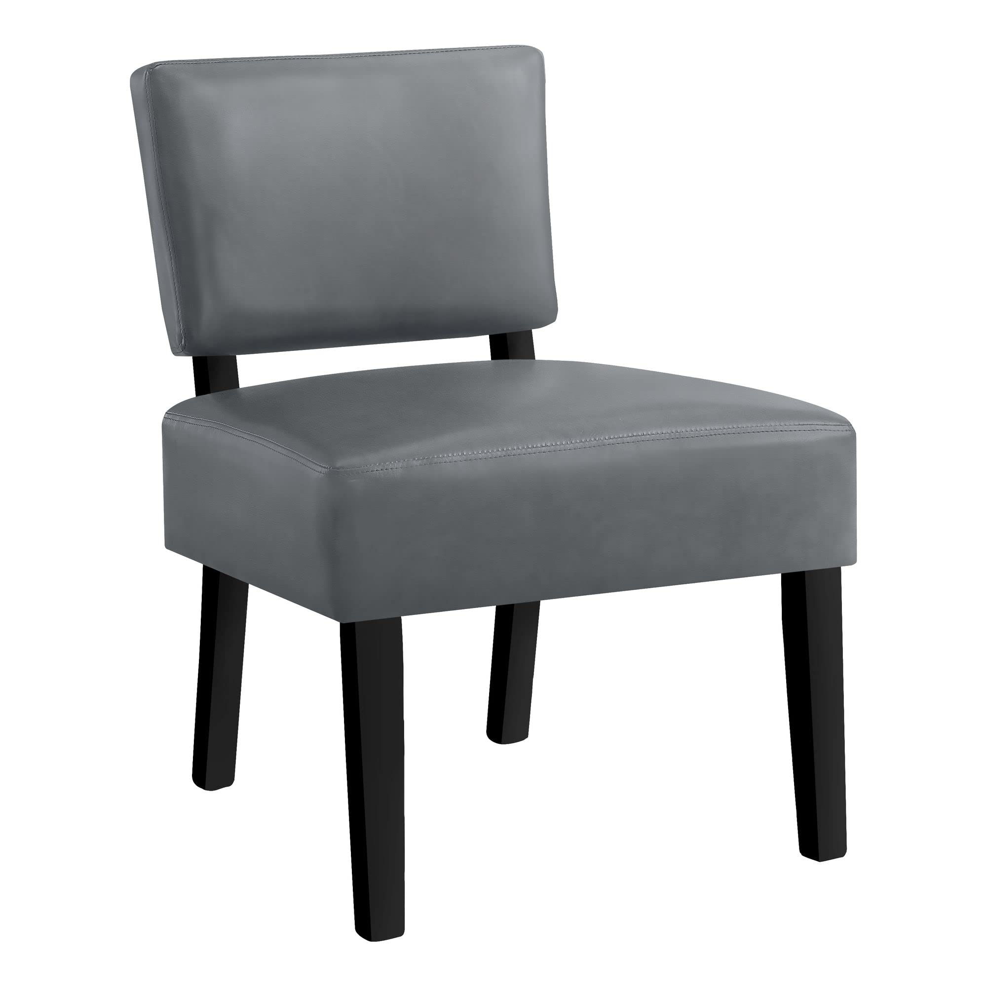 Monarch specialties Slipper Solid Wood Legs-for Living Room or Bedroom-Upholstered Armless Accent Chair, Grey