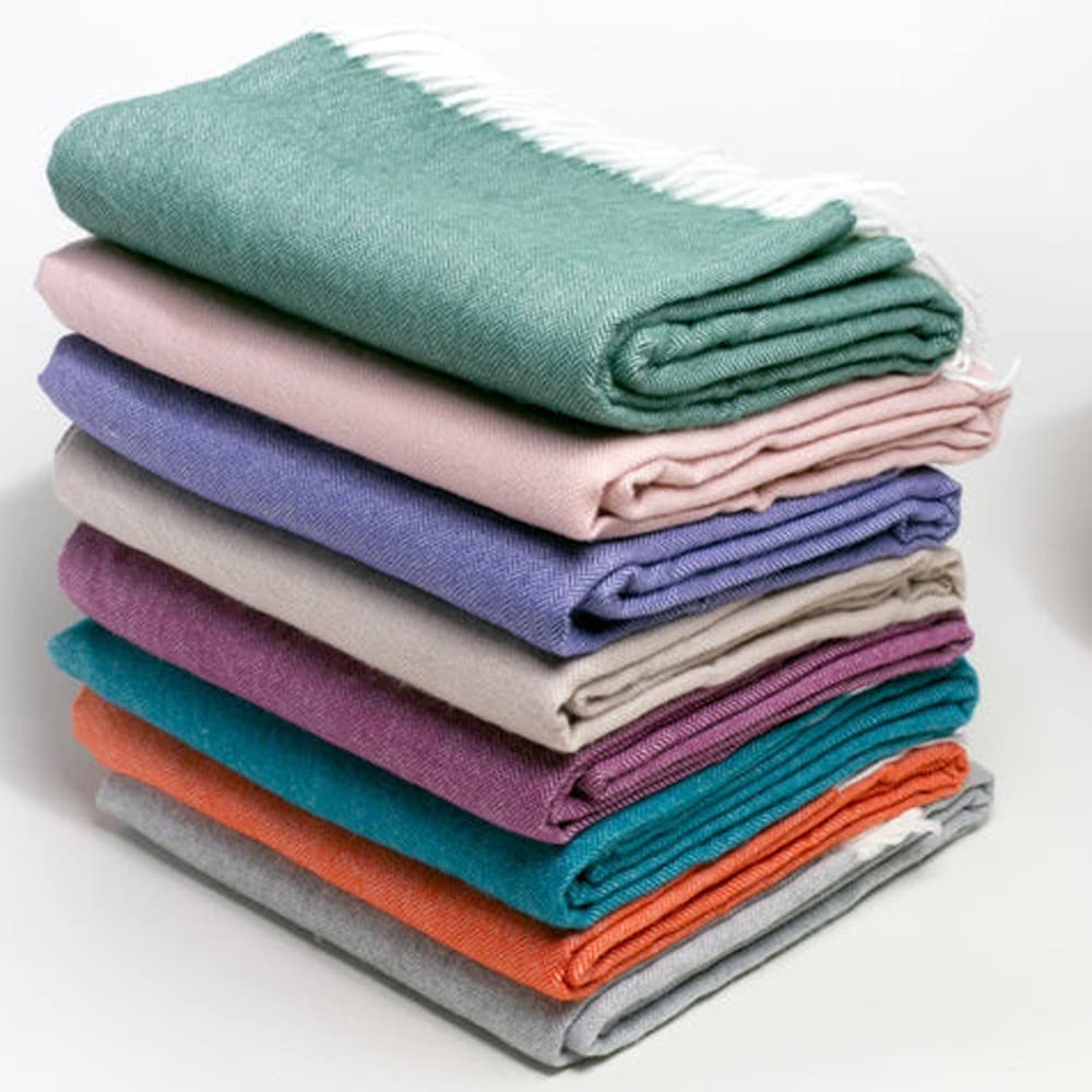 HomeRoots Bottle Green Pastel Green Soft Acrylic Herringbone Throw Blanket