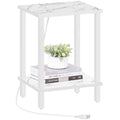 Tutotak End Table With Charging Station, Side Table With Usb Ports And Outlets, Nightstand, 2-Tier Storage Shelf, Sofa Table For Small Space Tb01Bmw040