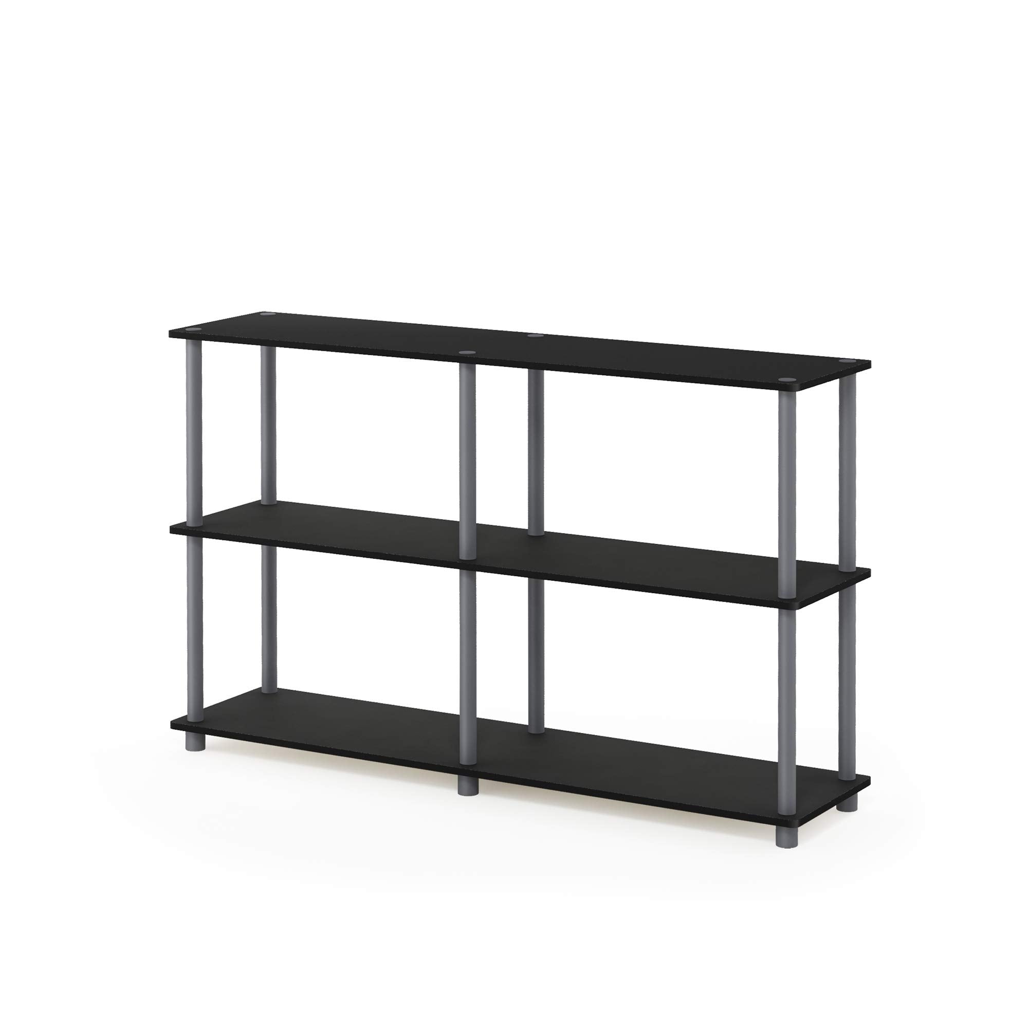 Furinno Turn-N-Tube 3-Tier Double Size Storage Display Rack, Black/Grey