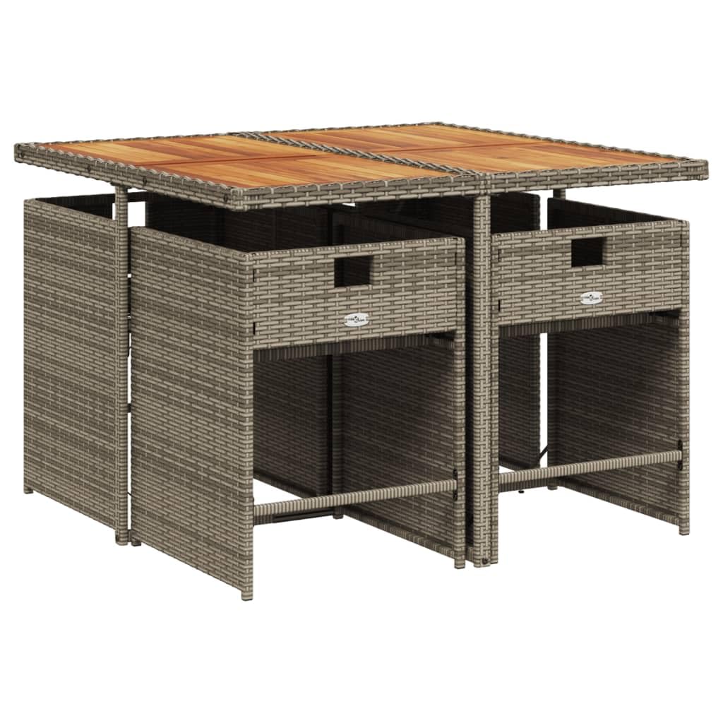 vidaXL Patio Dining Set - 5 Piece Outdoor Furniture with Cushions, PE Rattan, Gray Poly Rattan, Garden/Backyard Patio Set