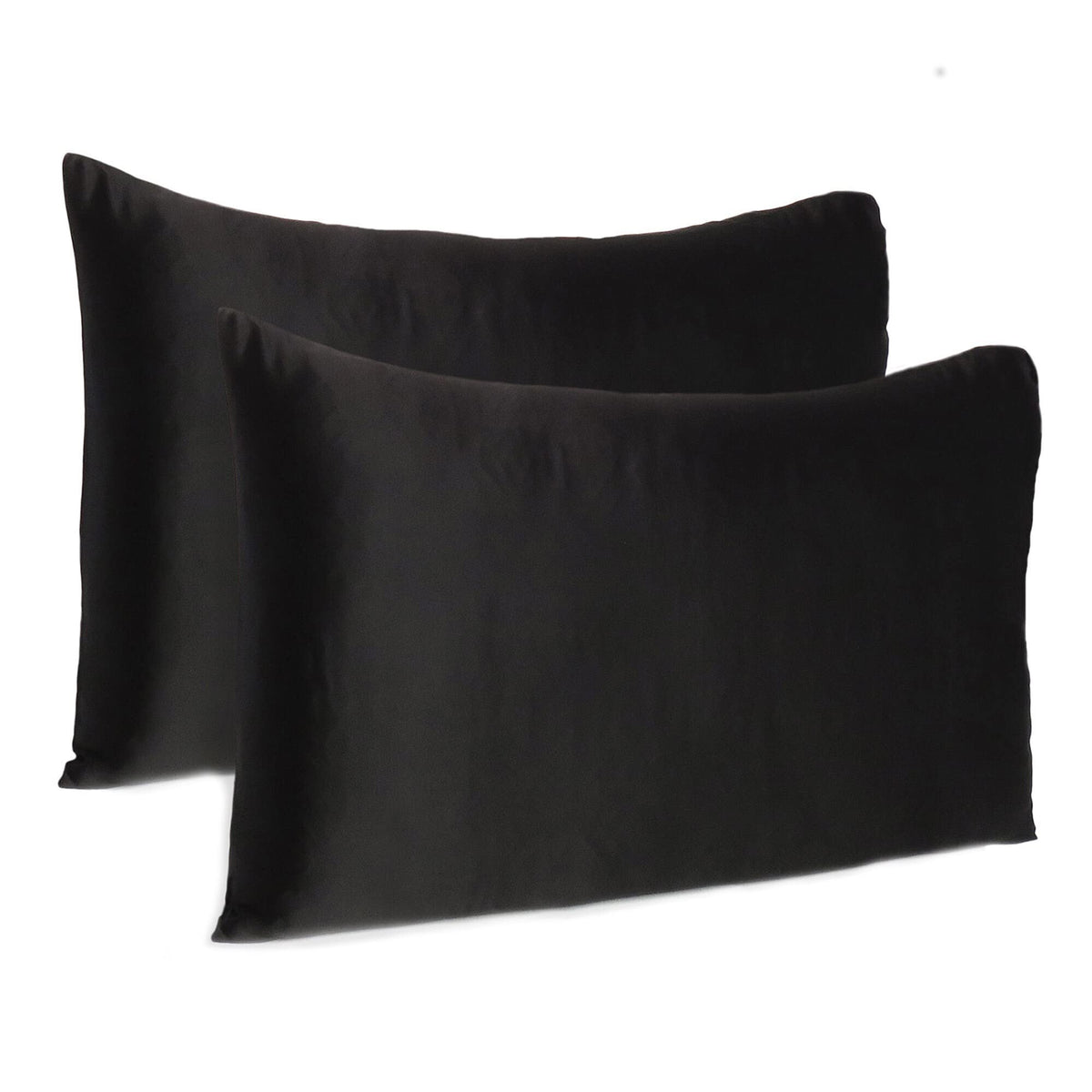 HomeRoots Black Dreamy Set of 2 Silky Satin Standard Pillowcases