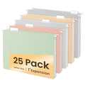 Sunee Hanging File Folders Letter Size, Pastel Colors, 25 Count Letter Size File Folders With 1/5-Cut Tabs, Heavy Duty 1 Inch Ex