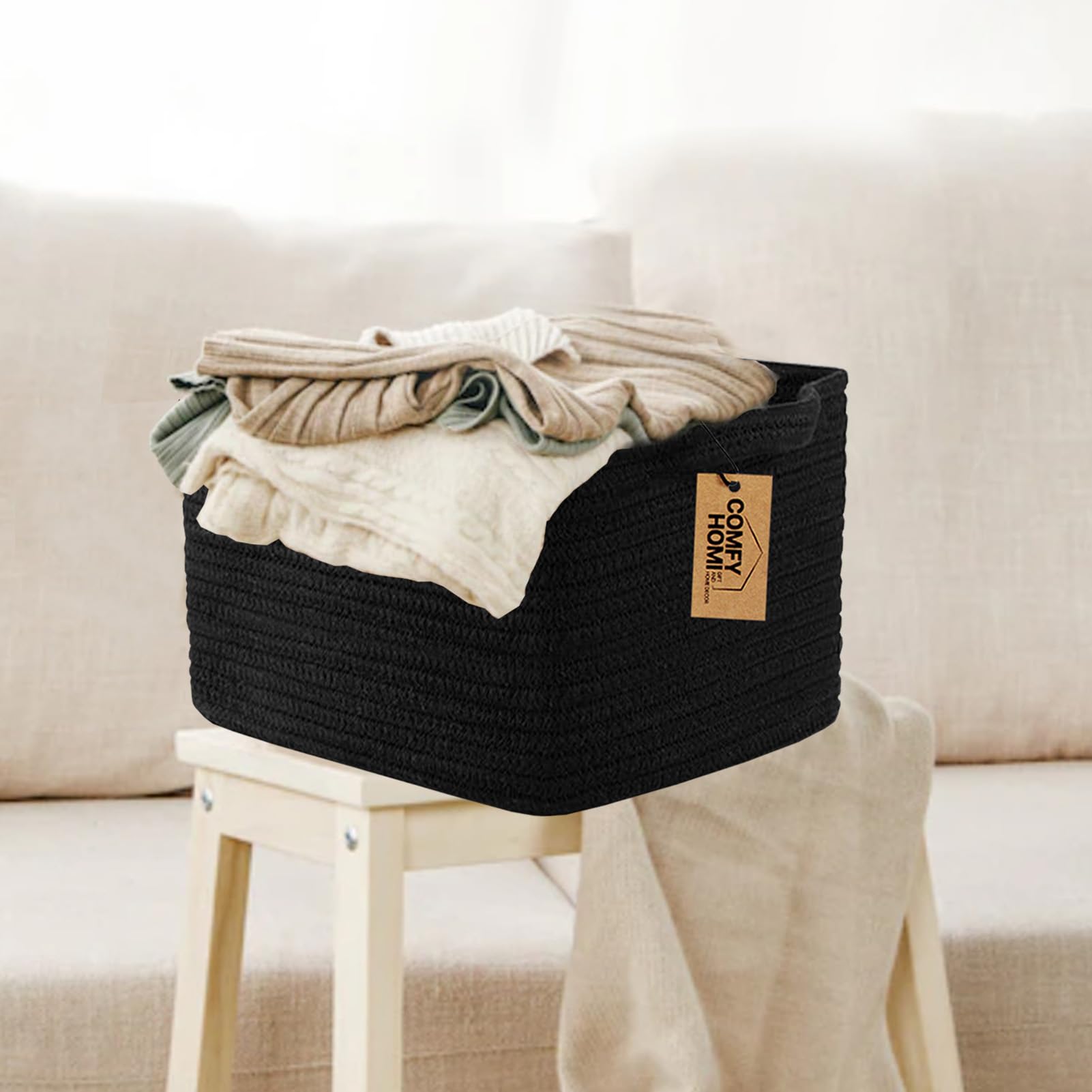 Comfy Homi Storage Basket For Shelves, Woven Baskets For Storage, Cotton Rope Basket,Toy Storage Organizer, Storage Cube Bin, Or