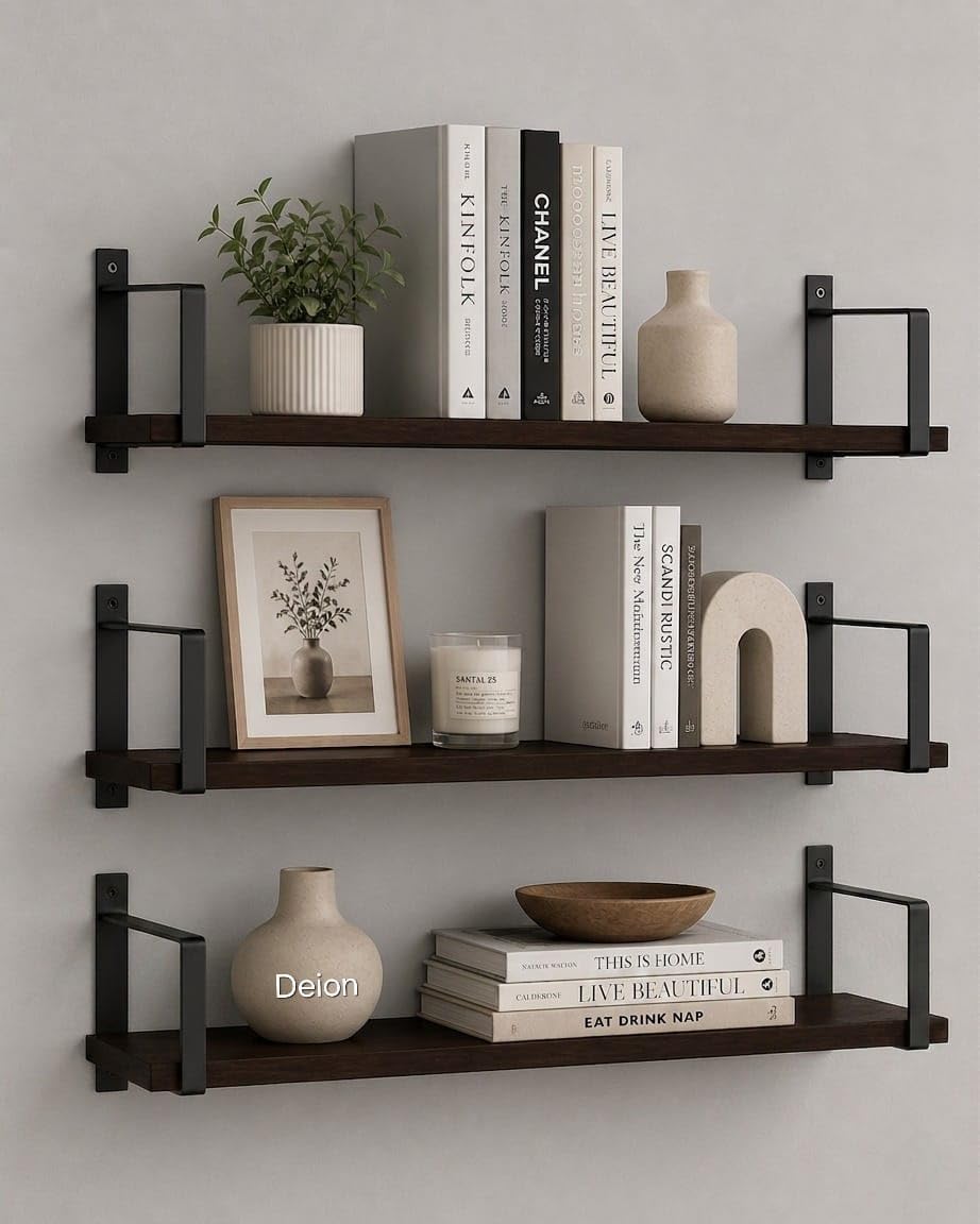 Deion Wall Mounted Bookshelf for Living Room & Bedroom | Wooden Wall Shelf for Books | Floating Wall Bookshelf | Book Shelf Wood