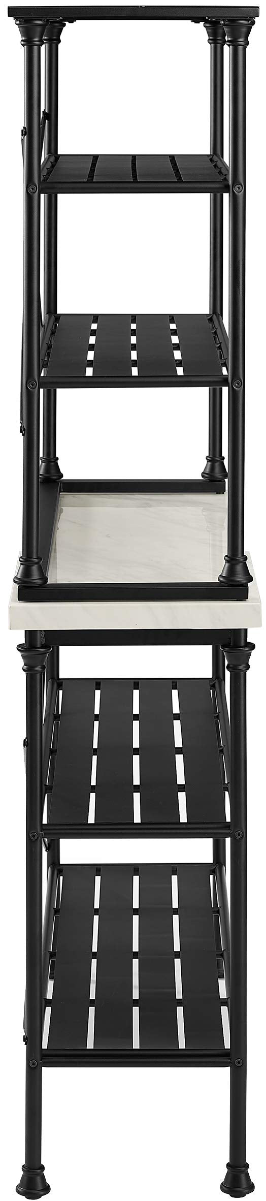 Crosley Furniture Madeleine Baker's Rack with Shelves for Storage, Microwave Stand, Coffee Bar, Steel with Faux Marble Top