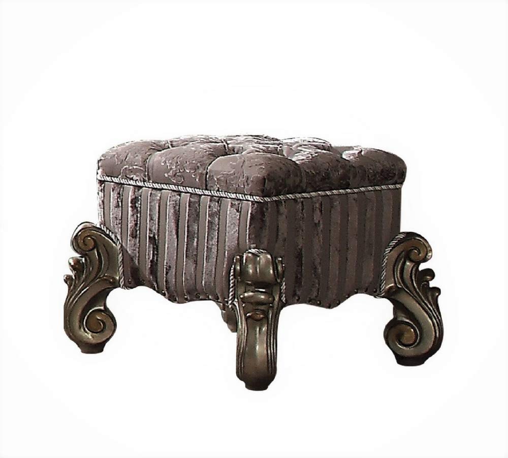 Acme Versailles Vanity Stool in Antique Platinum