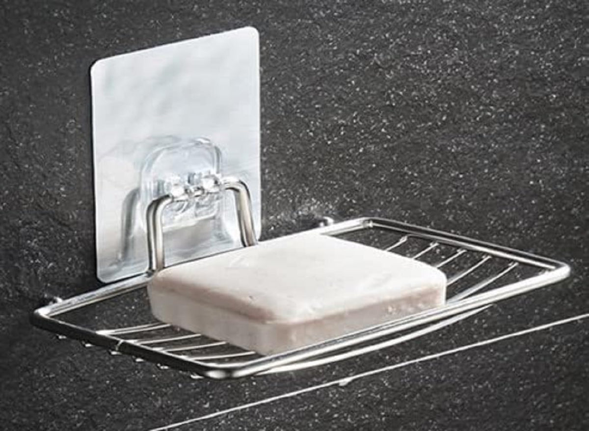 FRALUPO Wall Mounted Double Layer soap Dish Holder & Dispensers, SelfAdhesive Stainless Steel Waterproof Kitchen Bathroom Soaps