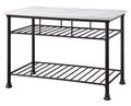 Acme Freyja Kitchen Island with Metal Shelves in White and Gray
