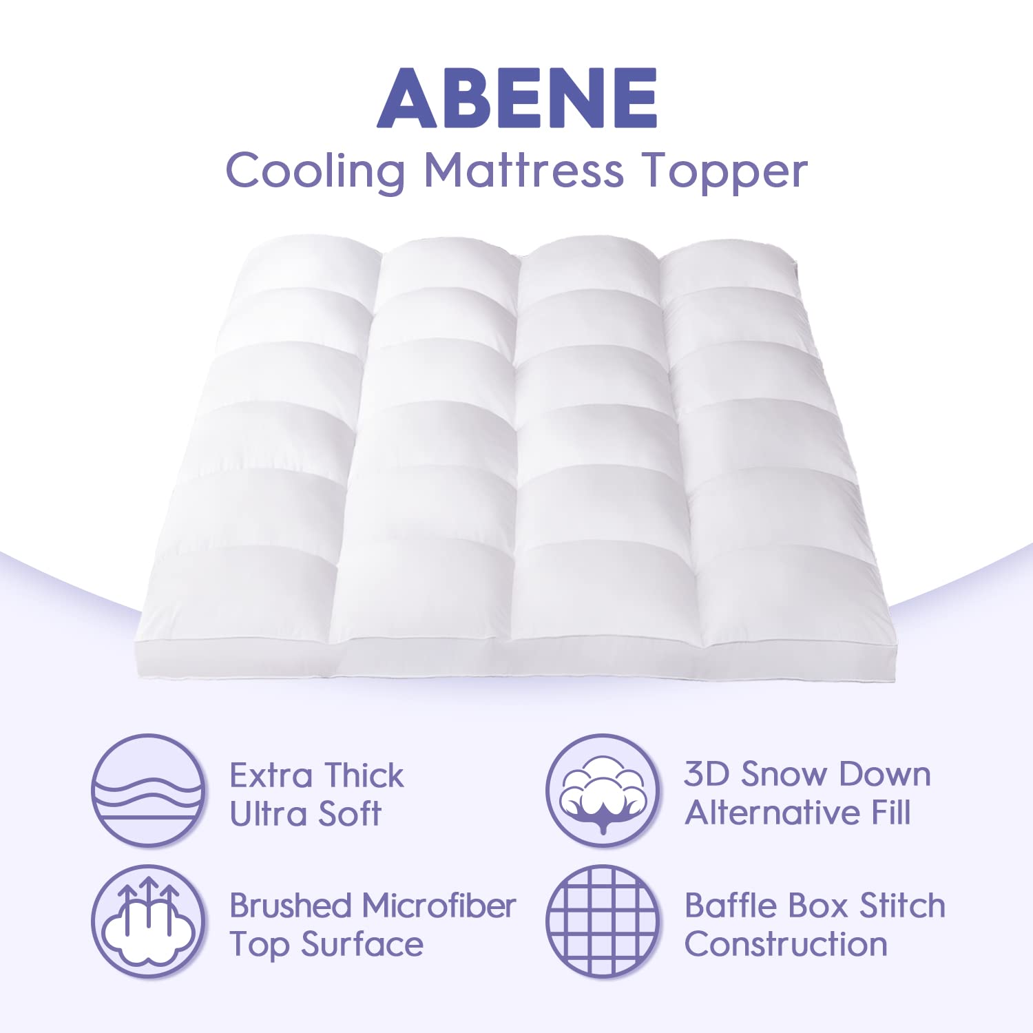 Abene Mattress Topper Twin For Back Pain Relief, Extra Thick Mattress Pad Pillowtop, Soft Mattress Protector Cover With 8''-21''