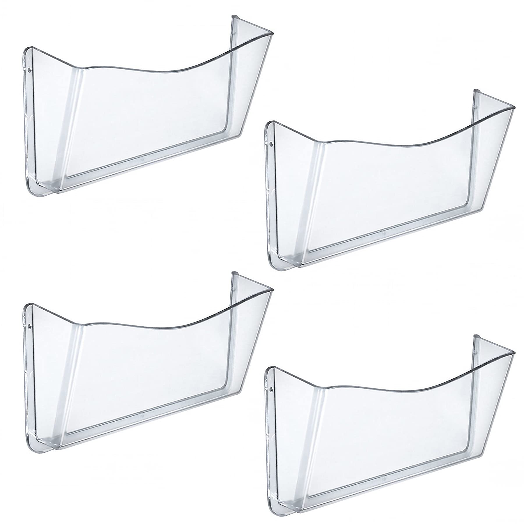 Azar Displays 250025 Clear Single Pocket Wall File With Wallmount, 4 Count (Pack Of 1)