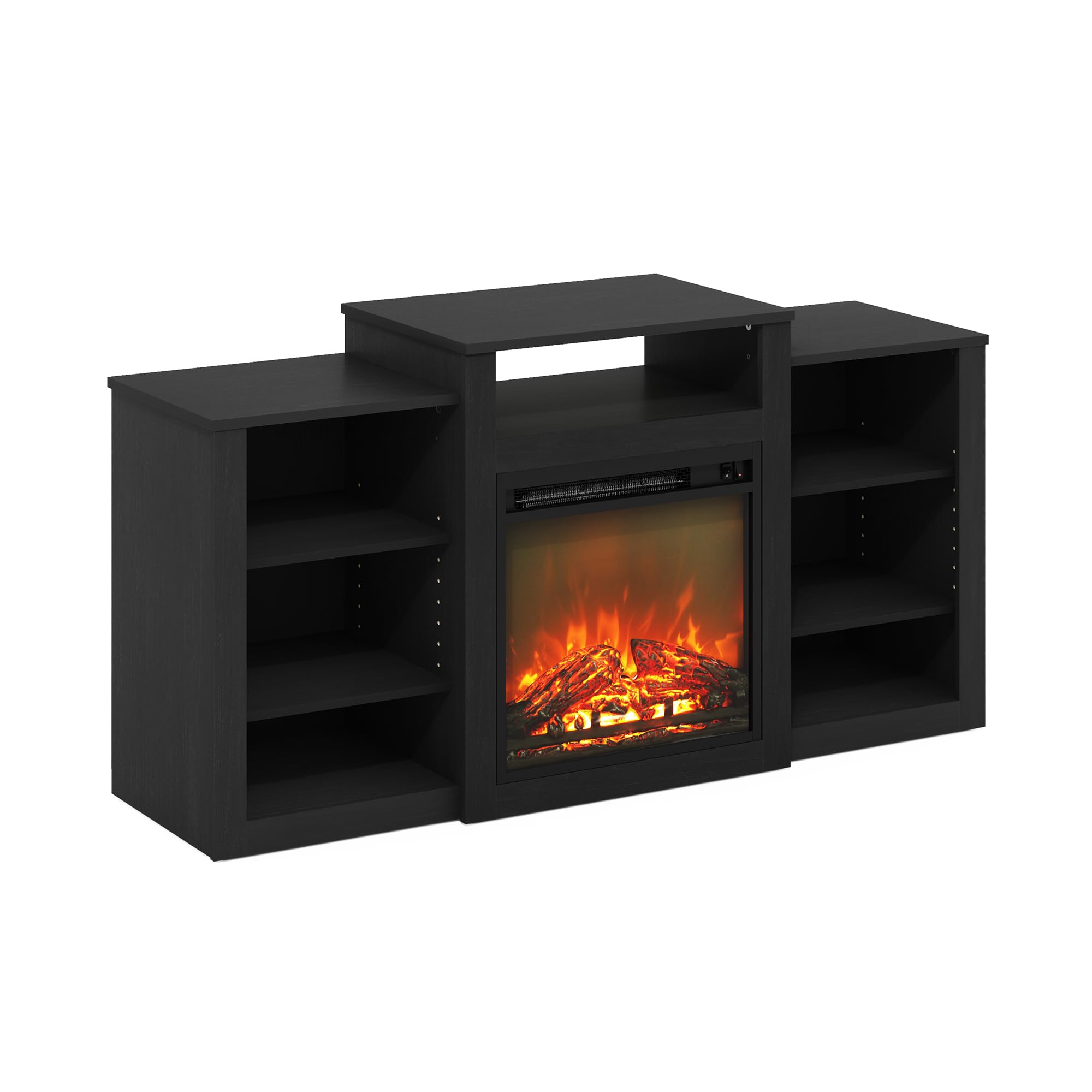 Furinno Jensen Tv Stand With Electric Fireplace For Tv Up To 55&quot;, Americano