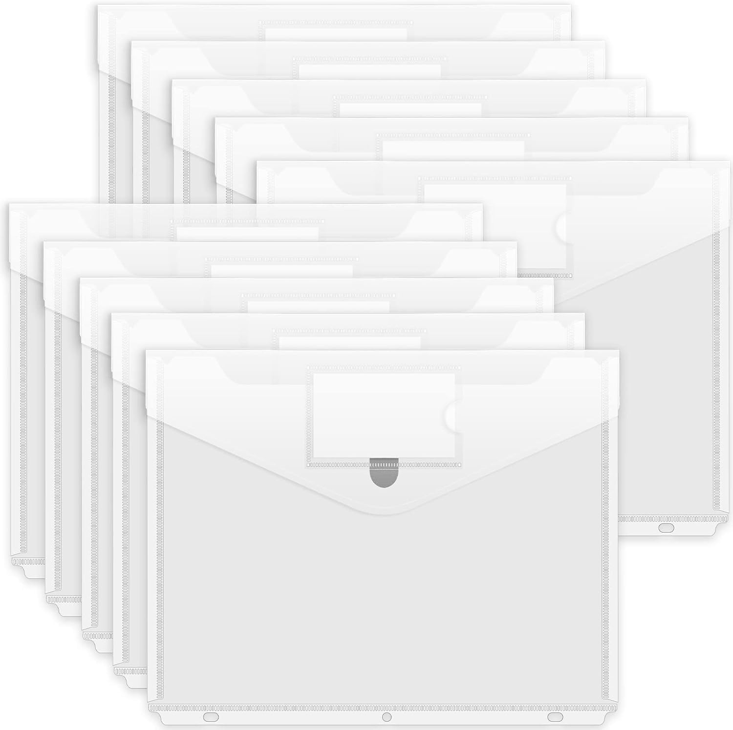 Forvencer Binder Pocket, 10 Pack Super Heavyweight Poly Binder Pocket With Hook And Loop Fasteners Closure, Binder Folders Side