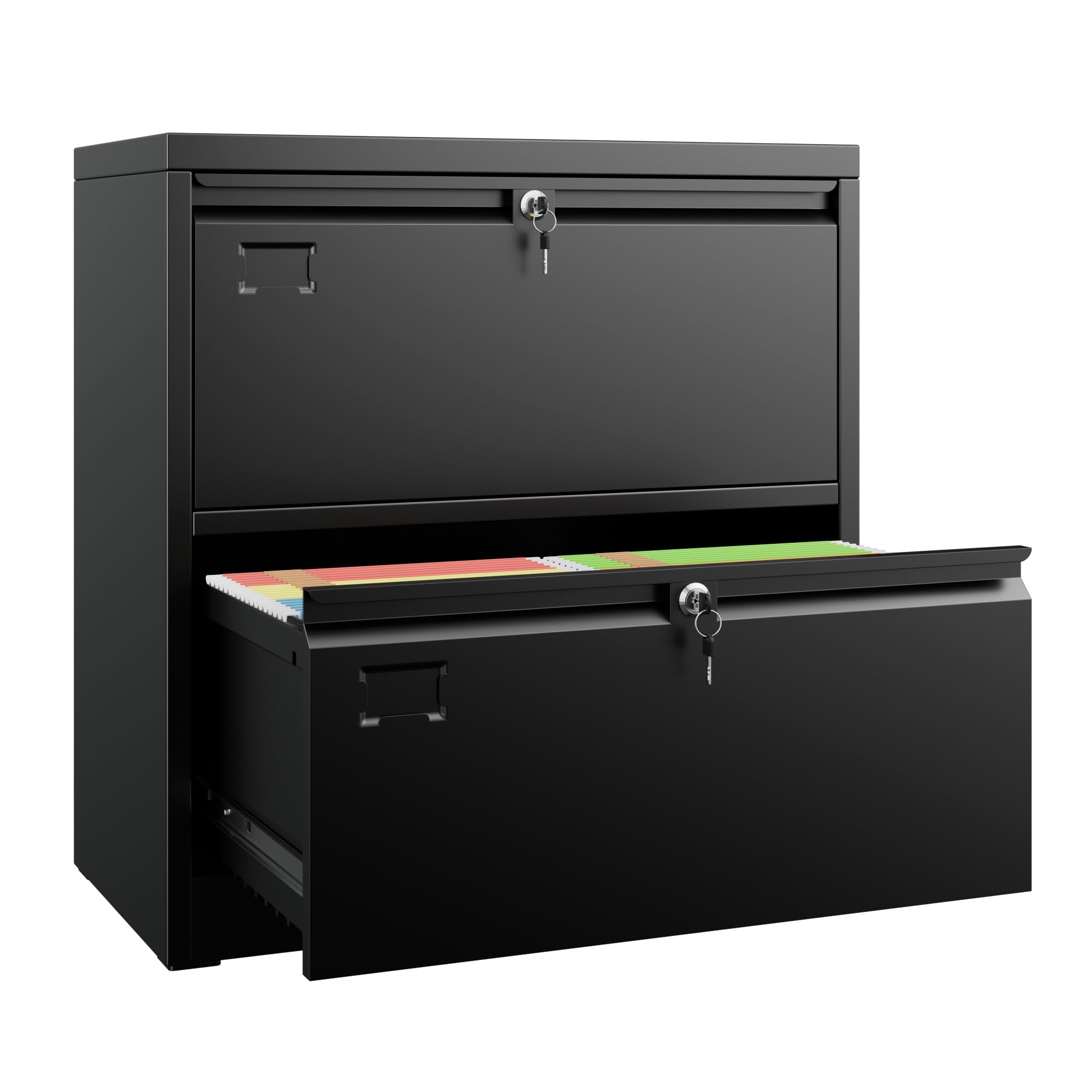 SUXXAN Metal 2 Drawer Lateral File Cabinet with Lock - Wide Filing Cabinet for Letter/Legal/F4/A4 Hanging Files - Includes Busin