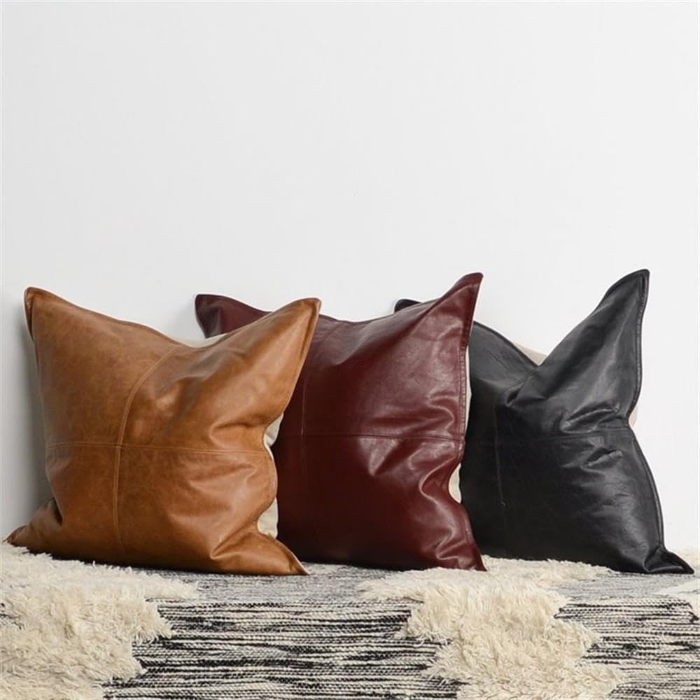Kosas Home Cheyenne 22X22 Authentic Leather Throw Pillow In Black