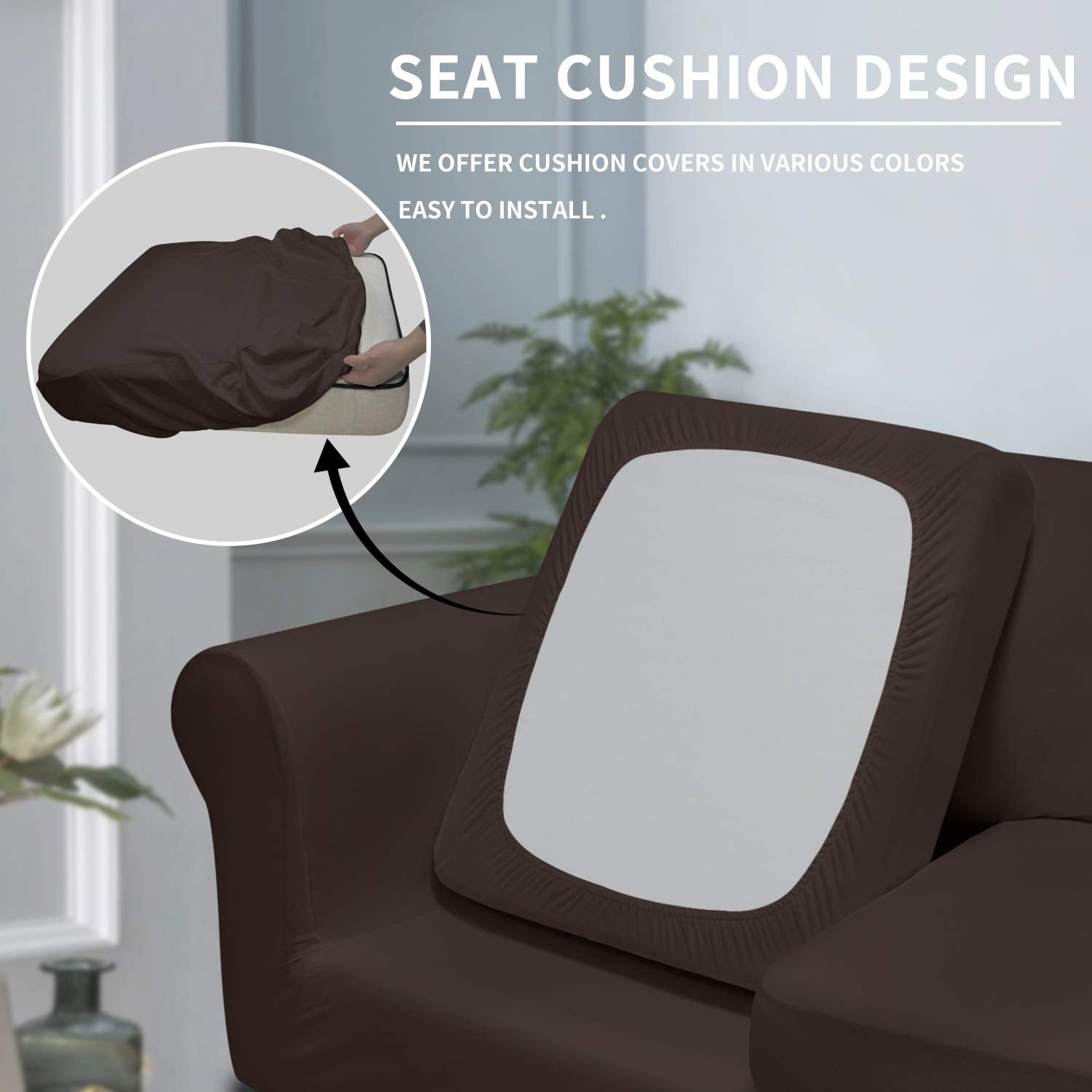 Easy-Going 4 Pieces Stretch Soft Couch Cover For Dogs - Washable Sofa Slipcover For 3 Separate Cushion Couch - Elastic Furniture Protector For Pets, Kids (Sofa, Chocolate)