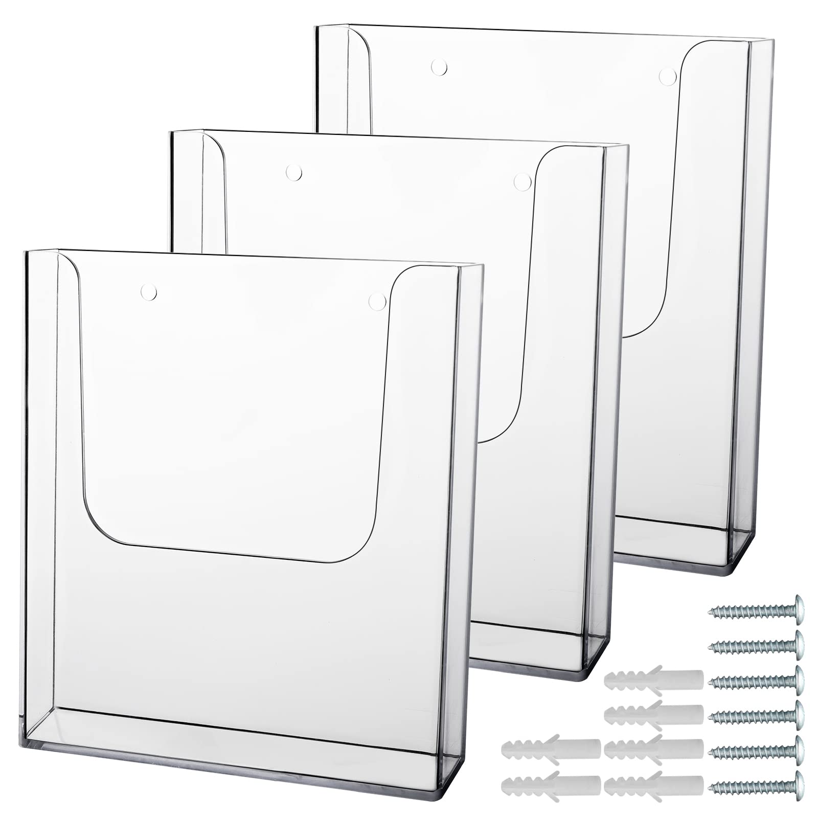 Zavekia Acrylic Brochure Holder, 3 Packs 8 X 11.5 Inches Brochure Holder Wall Mount Flyer Holder Clear Literature Holders Magazi