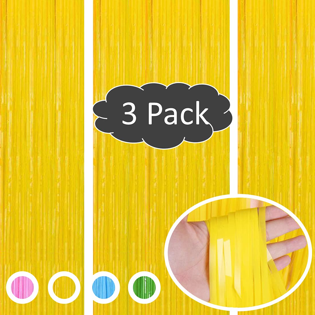 Yellow Backdrop Curtain for Yellow Birthday Party Decorations, Yellow Streamers Fringe Backdrop Birthday Decorations, Foil Fring