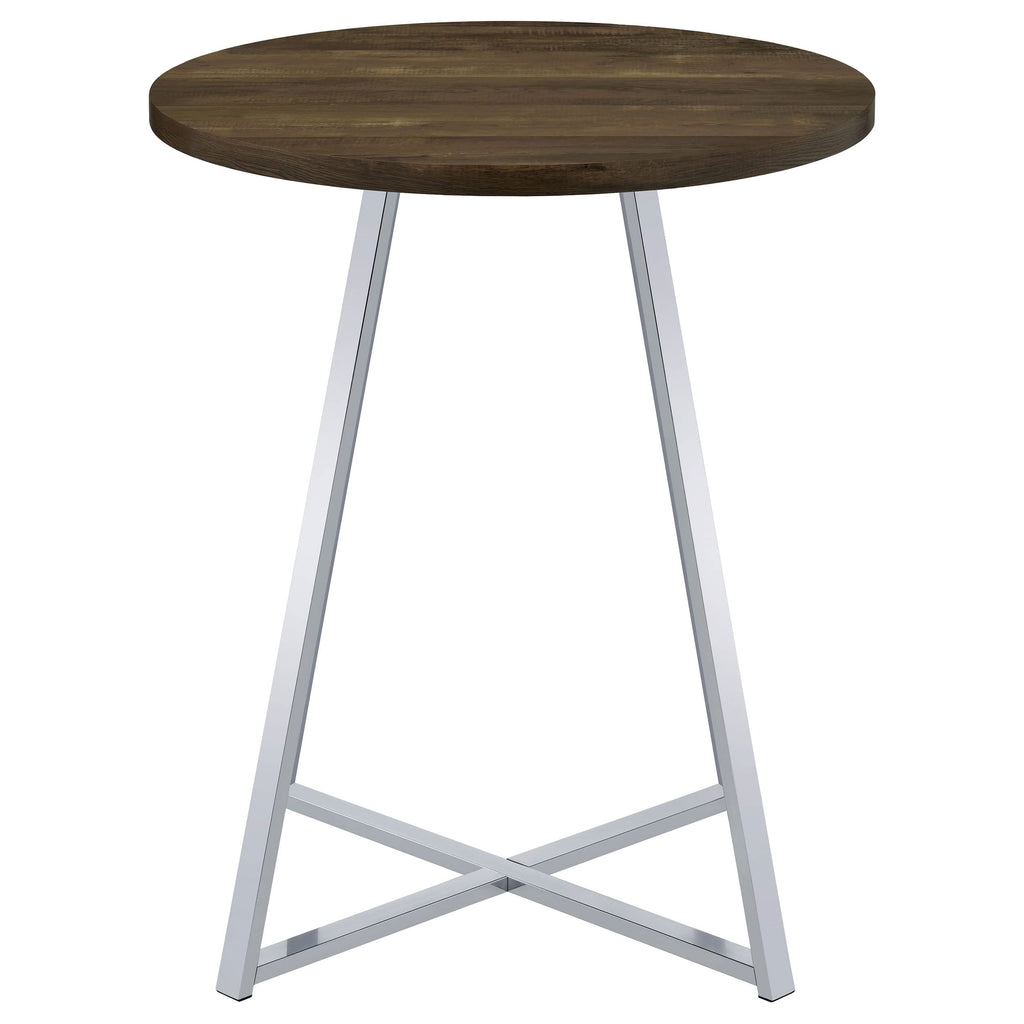 Coaster Home Furnishings Burkhart Sled Base Round Bar Table Brown Oak and Chrome
