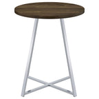 Coaster Home Furnishings Burkhart Sled Base Round Bar Table Brown Oak and Chrome