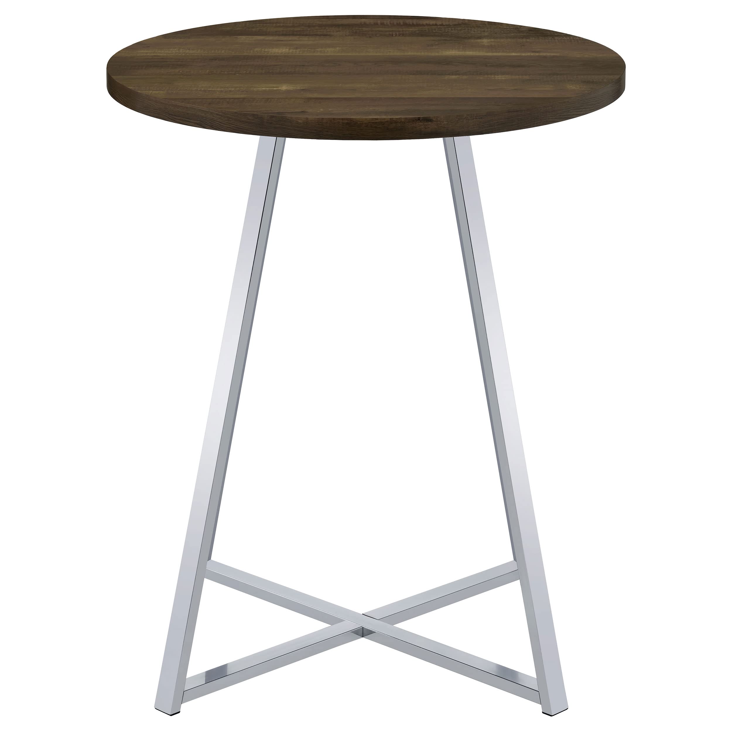 Coaster Home Furnishings Burkhart Sled Base Round Bar Table Brown Oak and Chrome