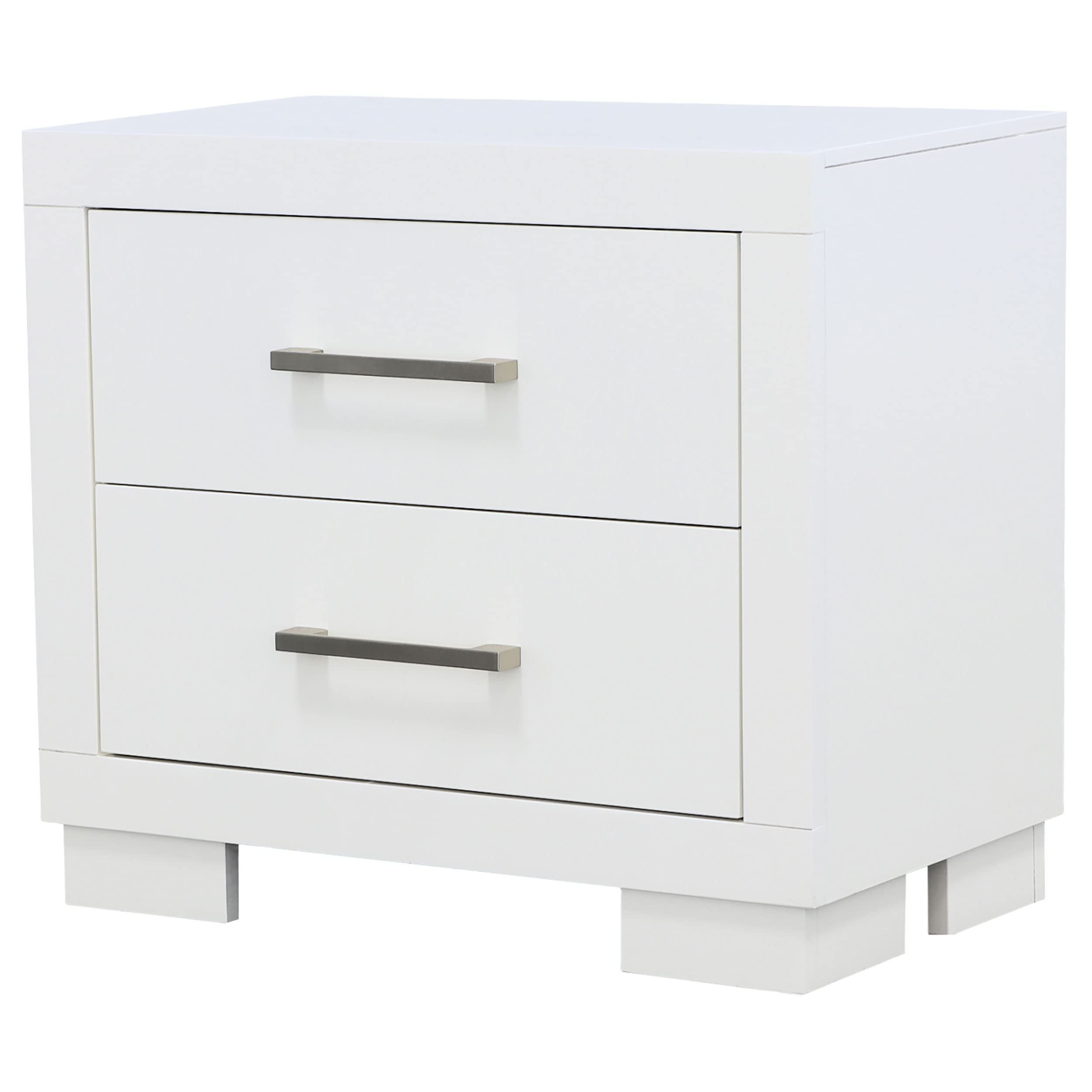 Coaster Furniture Jessica Modern 2 Drawer Nightstand Bedroom Bedside Table Storage Drawers White 202992