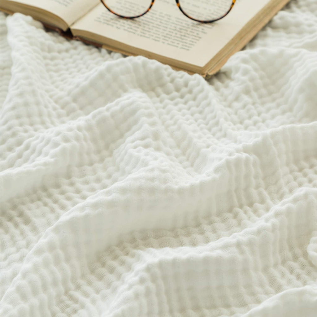 Emme Cotton Bed Blankets White Blankets For Bed Muslin Thermal Blanket 55'X75' Lightweight Soft Throw Blanket All Season Gauze