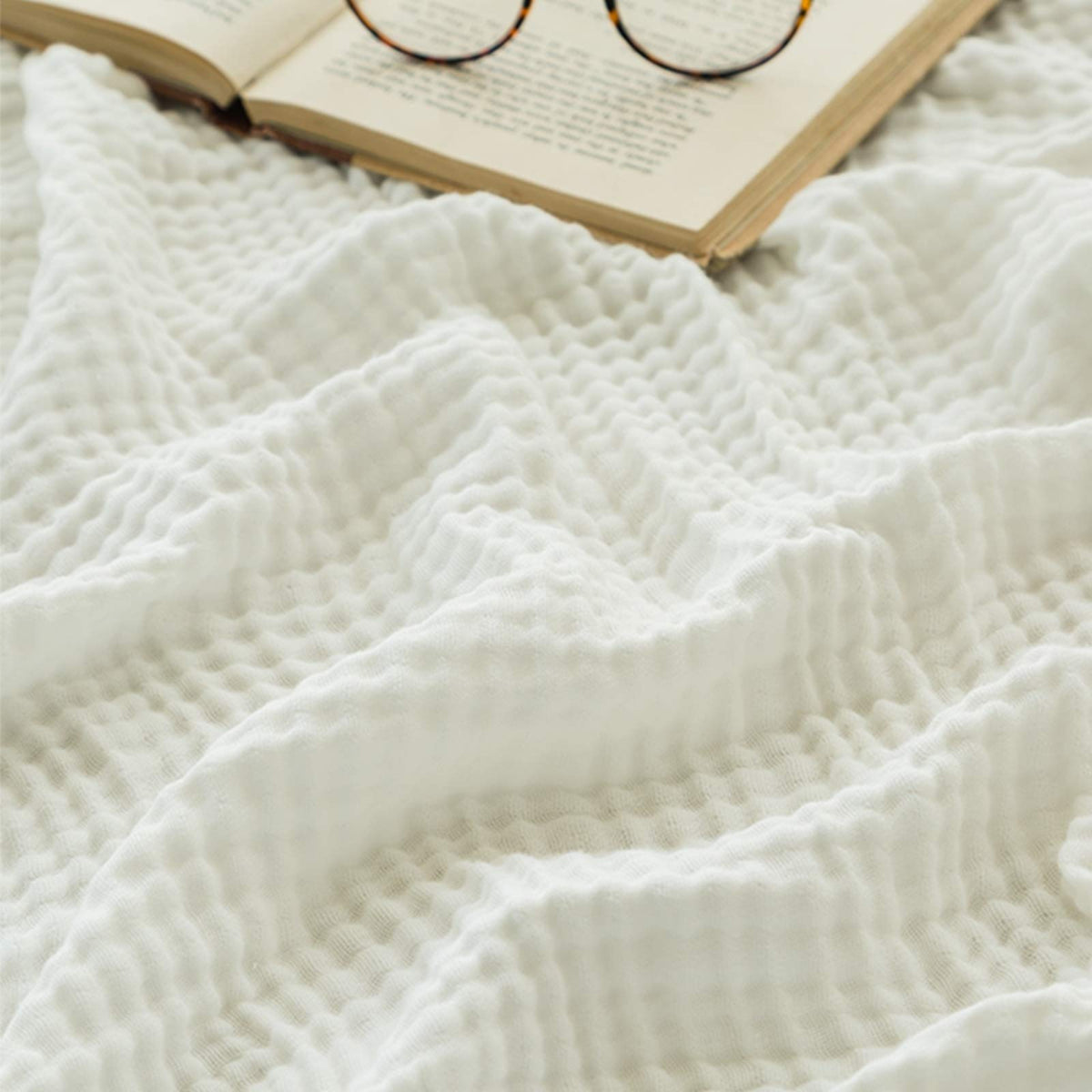 Emme Cotton Bed Blankets White Blankets For Bed Muslin Thermal Blanket 55'X75' Lightweight Soft Throw Blanket All Season Gauze